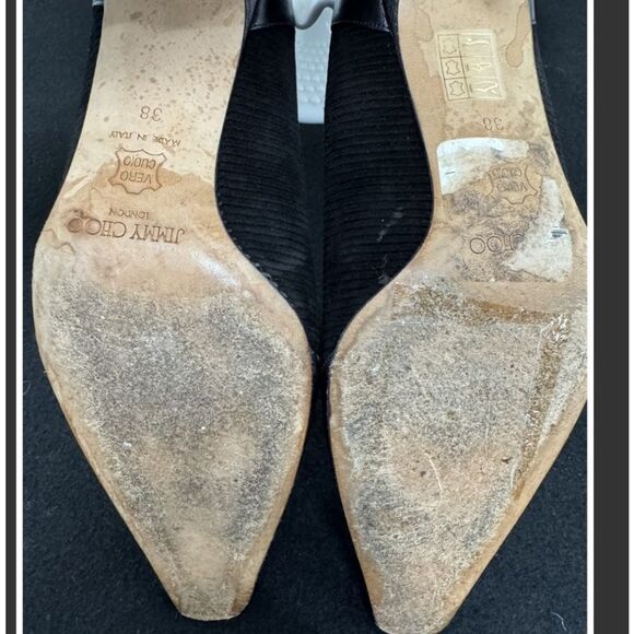 Jimmy Choo Size 38 (8) - Black Suede Leather Kitten Heel - Picture 7 of 8